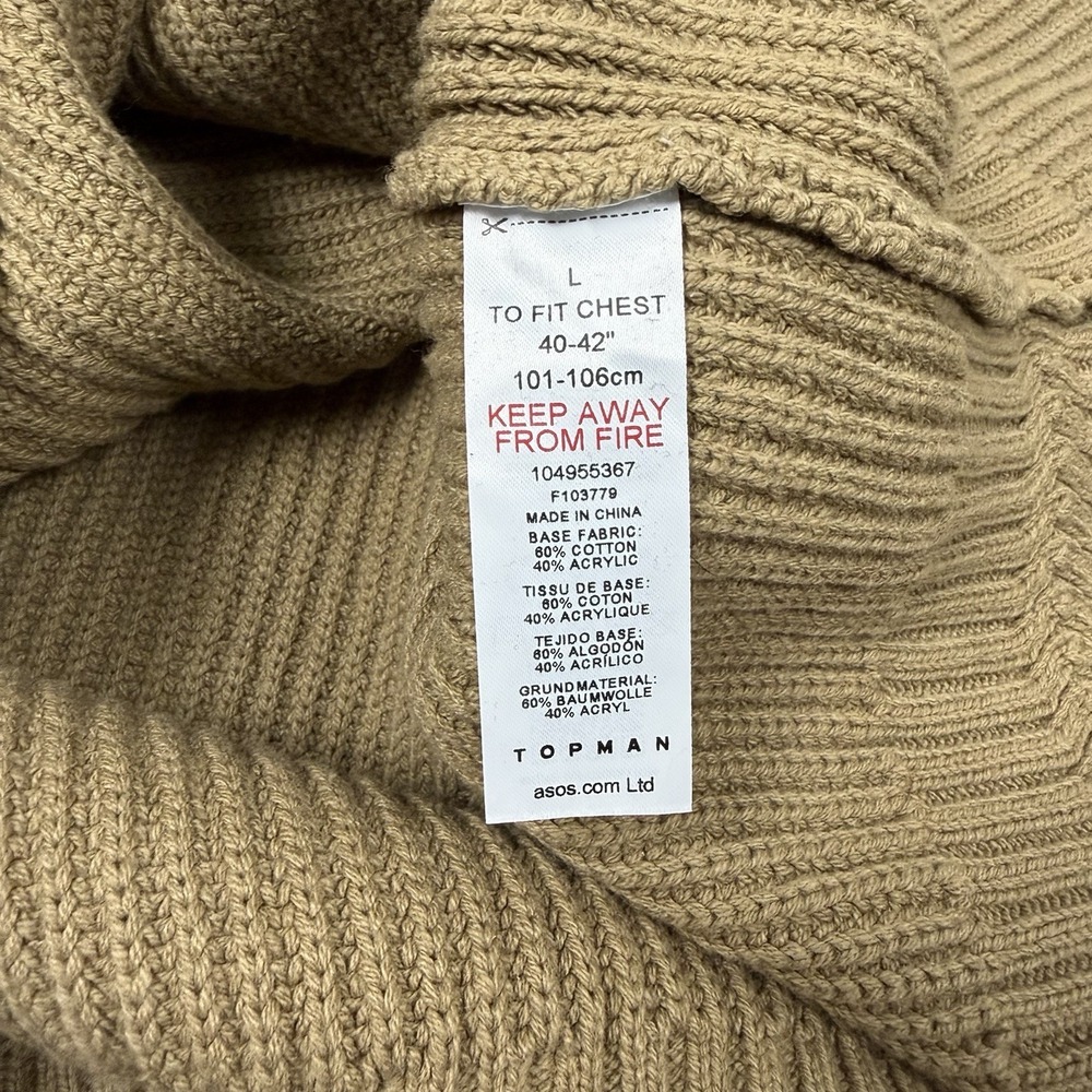 TOPMAN Hester Ribbed Knit Sweather Half Zip Mens Size Large High Collar Pullover - Picture 10 of 16